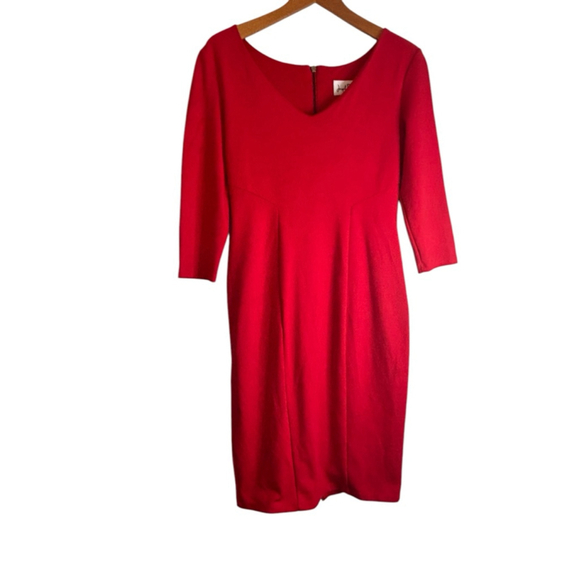 Joseph Ribkoff 3/4 Sleeve V Neck Full Zip Back Shift Dress Women's Size 10 Red - Picture 7 of 7